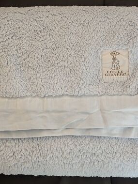 Little Giraffe Cozy Plush Baby Blanket - Light Blue 36 in X 32 in